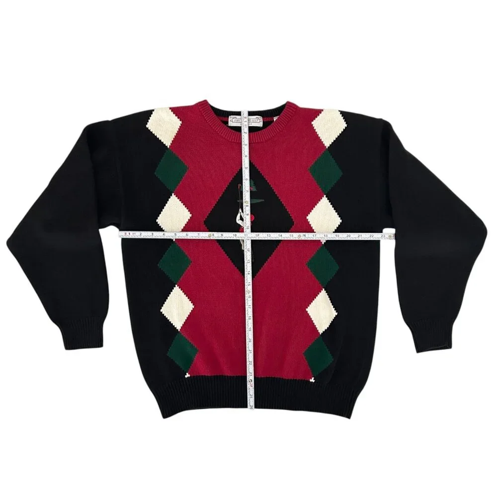 John Ashford Golf Vtg Christmas Grandpa Argyle Preppy Academia Knit Sweater (L)